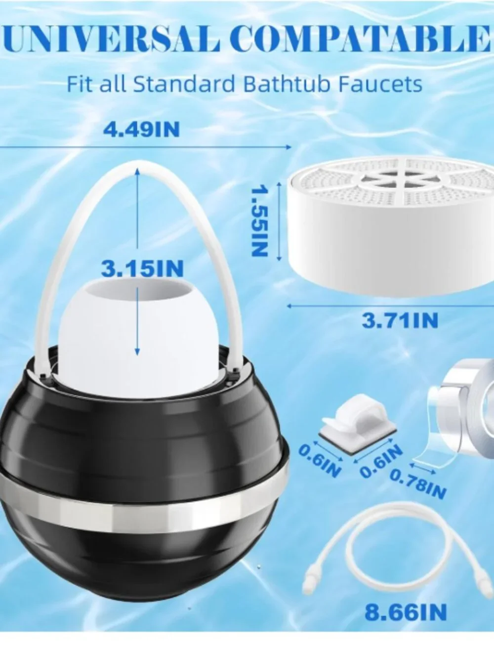 Bath Filter for Tub- BPA-free (black)